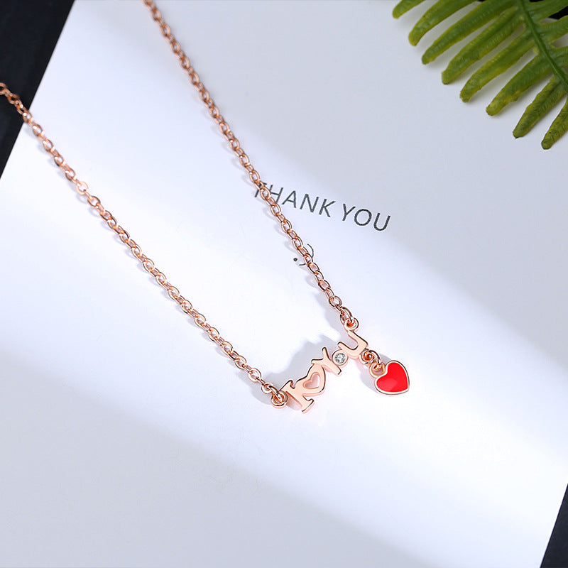 Wholesale of Small Red Heart Letter Necklaces and Collarbone Chains